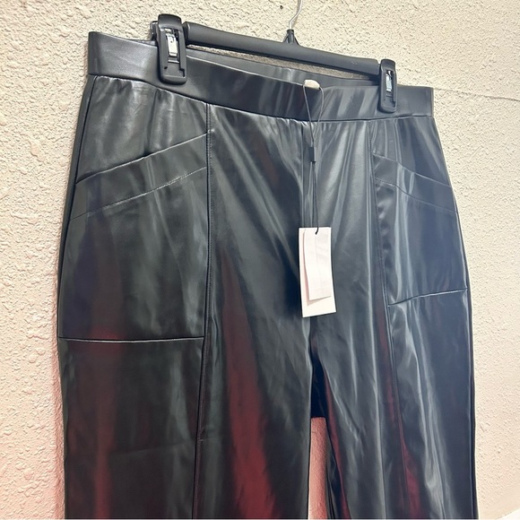 H Halston Faux Leather Seamed Pull-On Pants Large - Picture 5 of 8